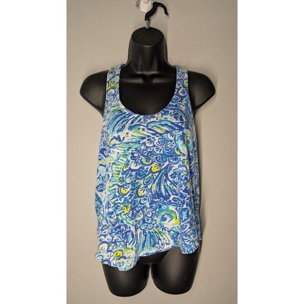 Lilly Pulitzer EUC Cordelia Racerback Tank Top XS Blue Crush After Party Cotton